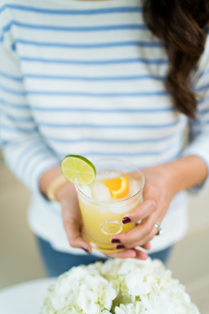 Tasty skinny margarita recipe served in Juliska glasses