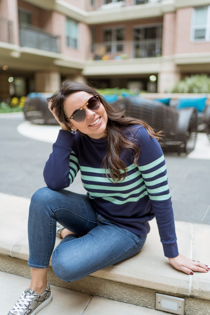 cozy striped terry sweatshirt
