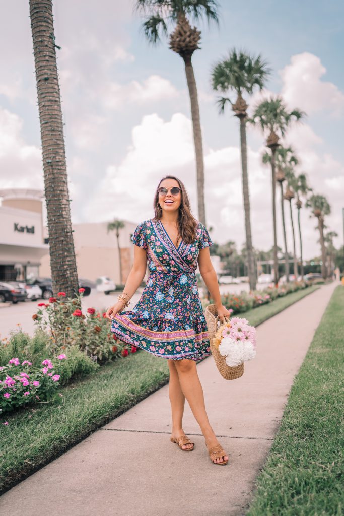 Floral wrap dress for summer