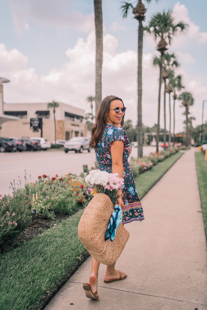 Market basket with a silk scarf
