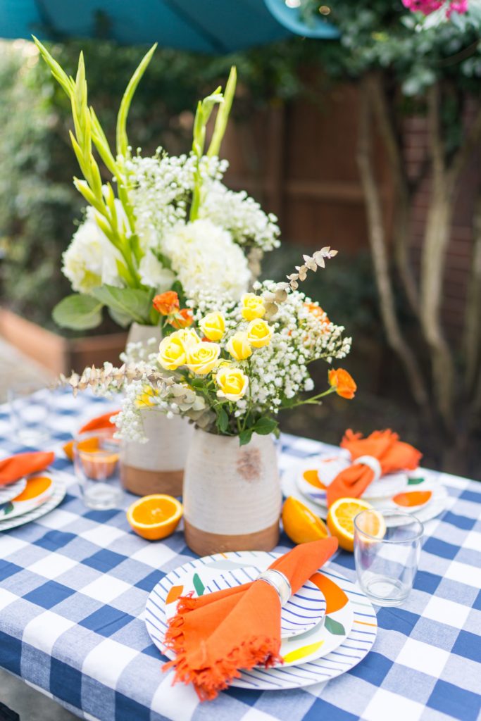 Summer citrus outdoor tablescape