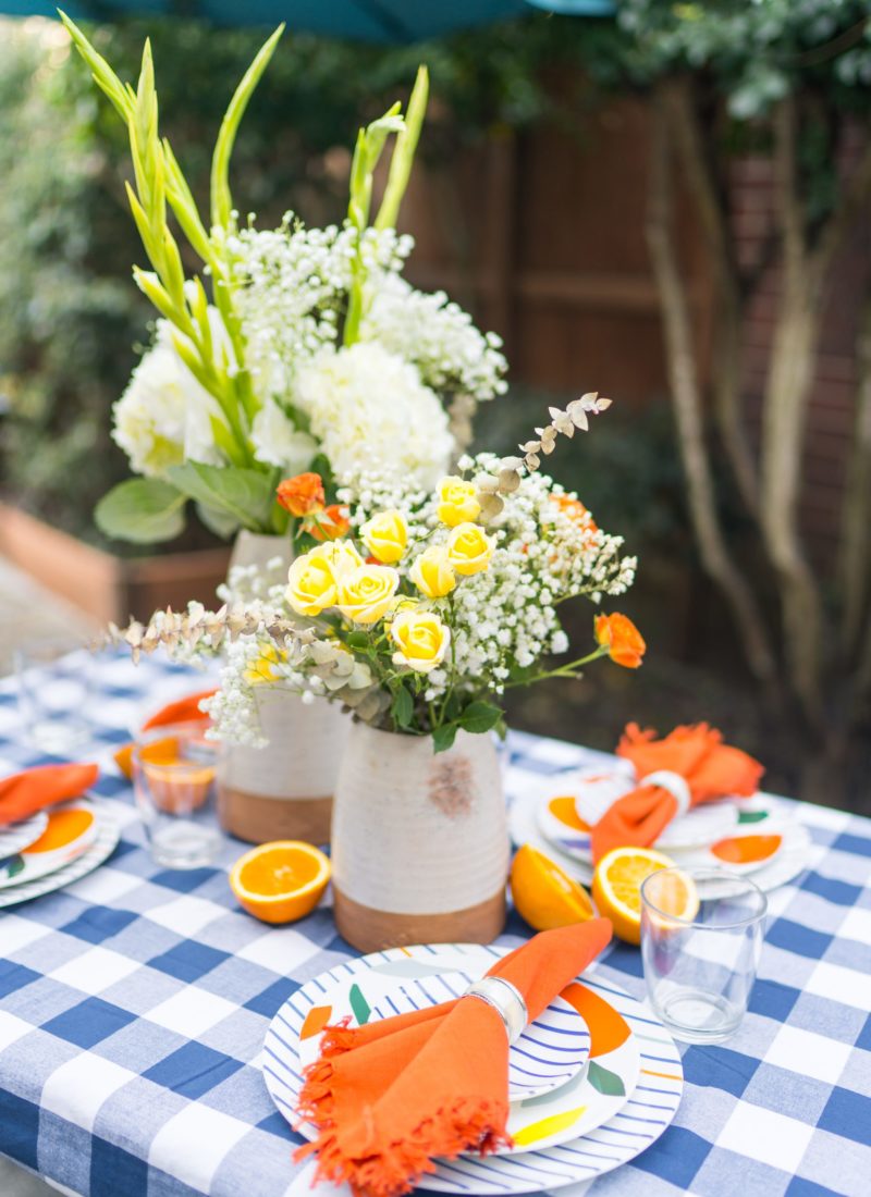 Summer citrus outdoor tablescape