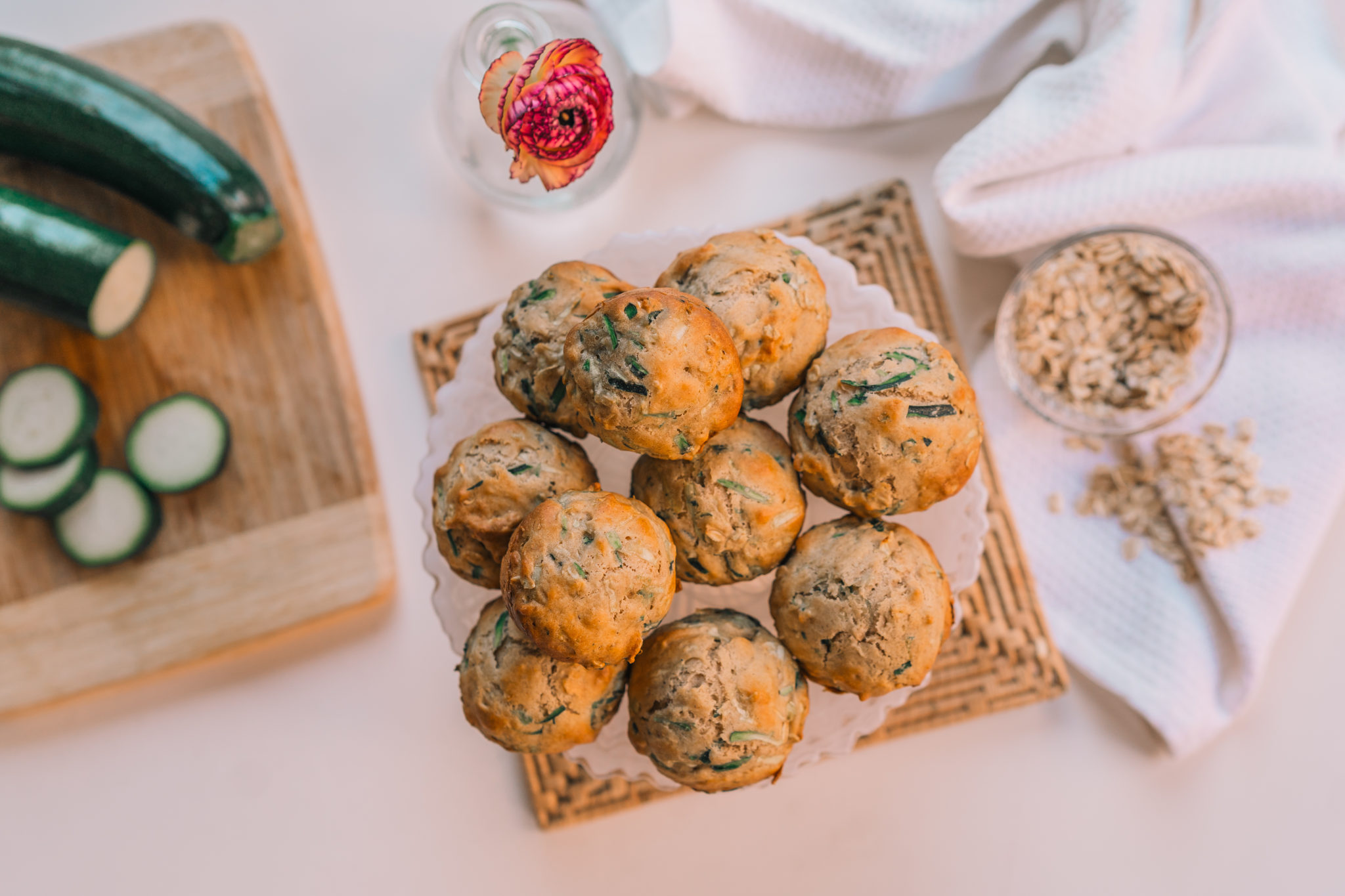 Shredded zucchini oat muffins