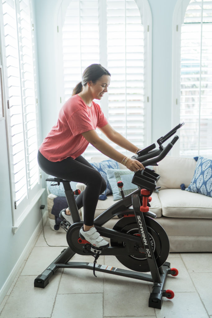 at home cycling with the Schwinn IC4 spin bike