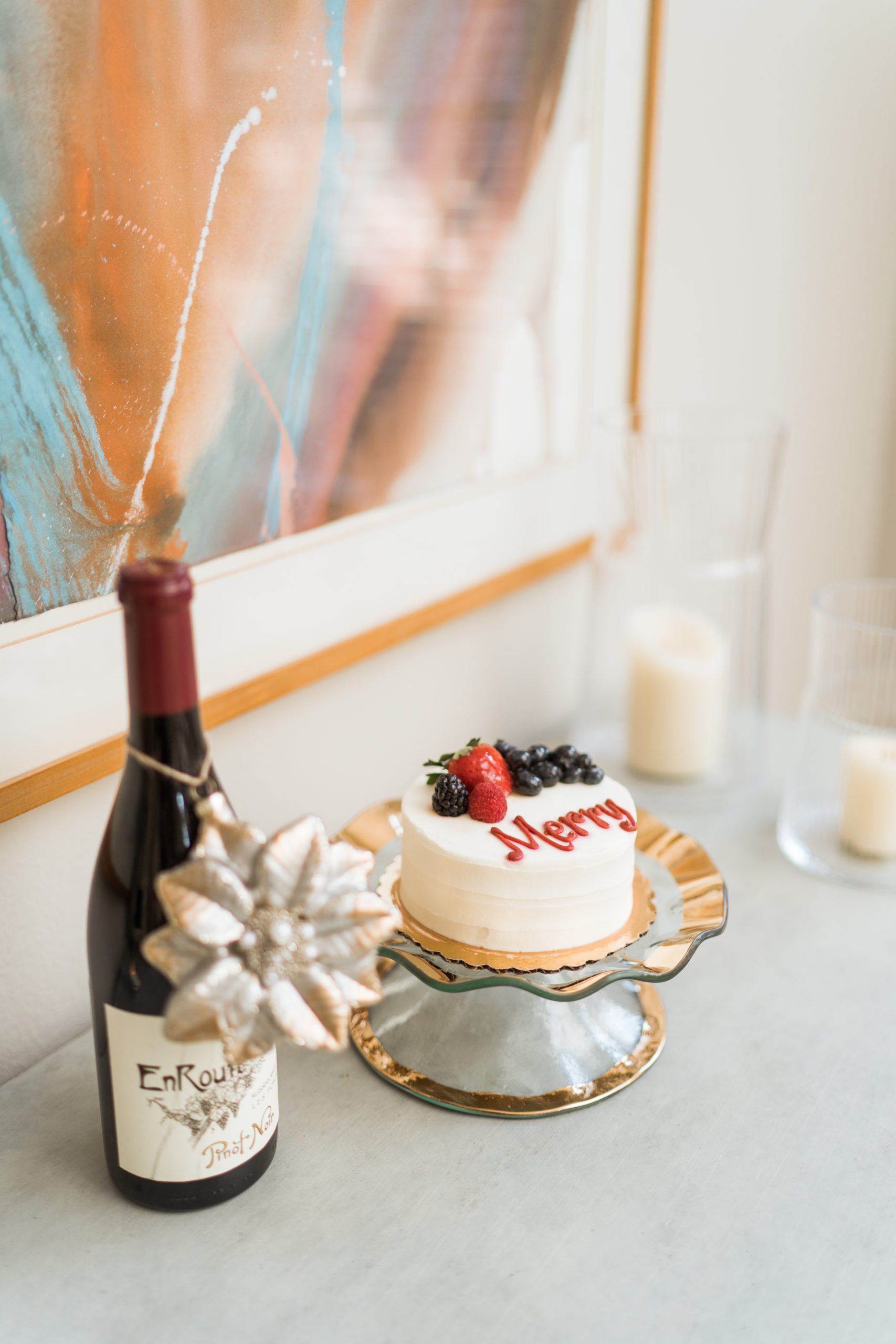 Annie Glass cake plate for Christmas