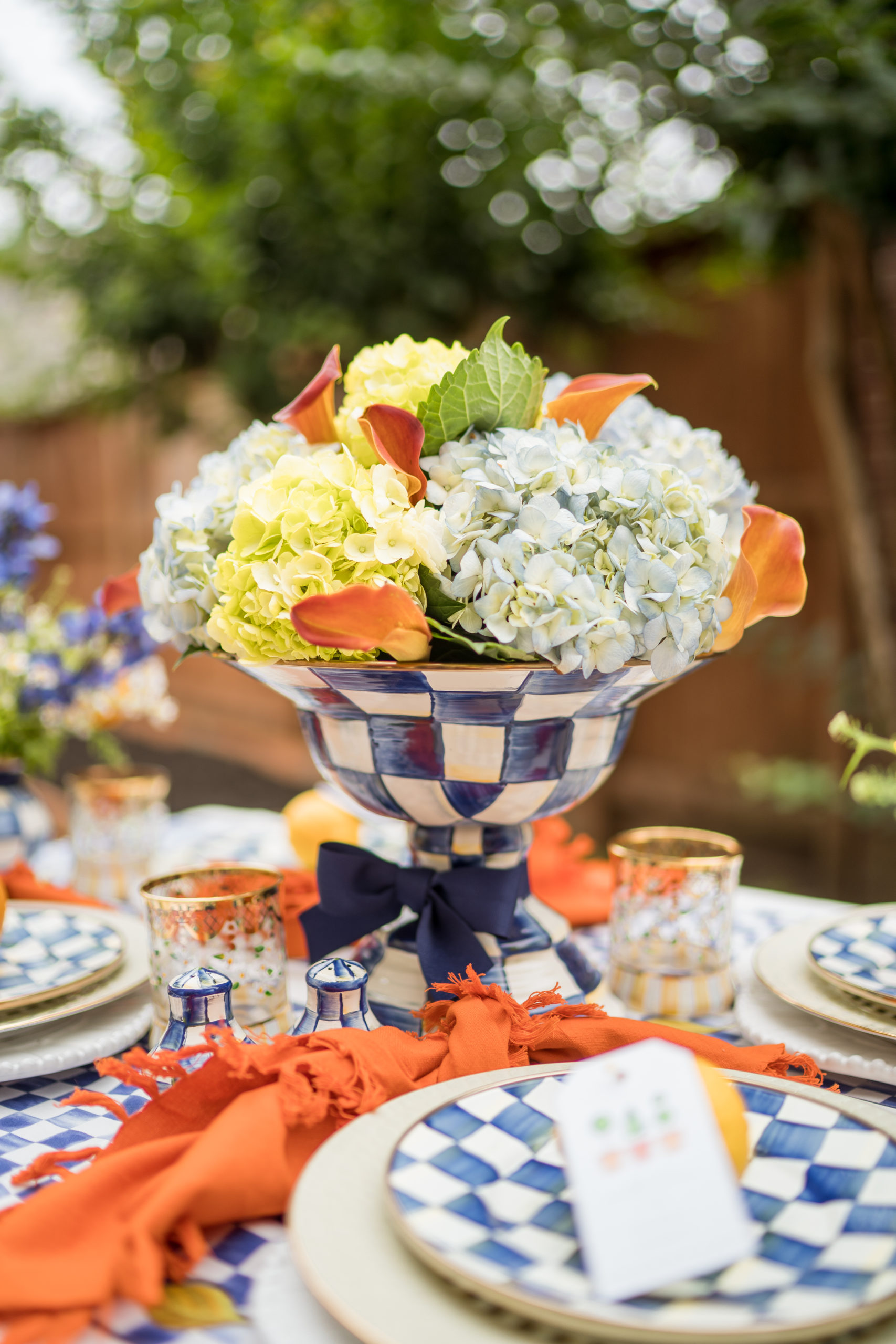 MacKenzie-Childs Royal Check table centerpiece 
