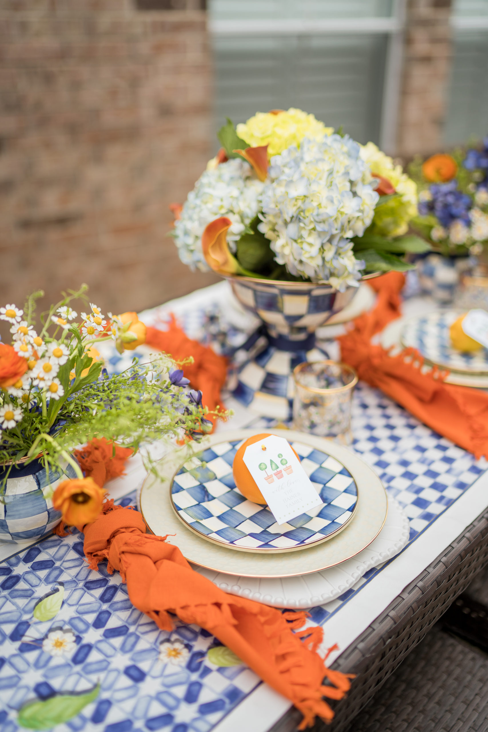 Gingham check tablescape for summer