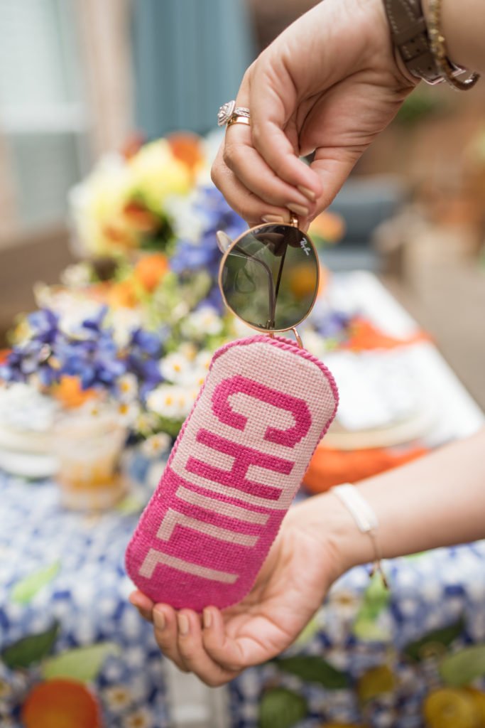 Morgan Julia Designs Chill Pill needlepoint sunglasses case | Girl Wonder Life