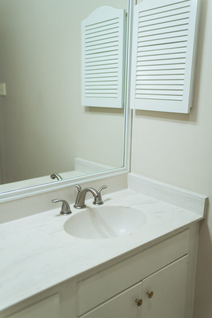 Dated bathroom before and after update | Adored by Alex