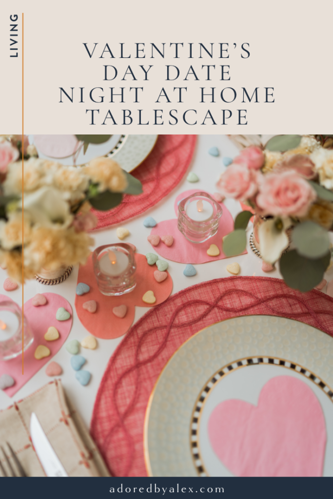 Valentine's Day date night at home tablescape for two | Adored by Alex