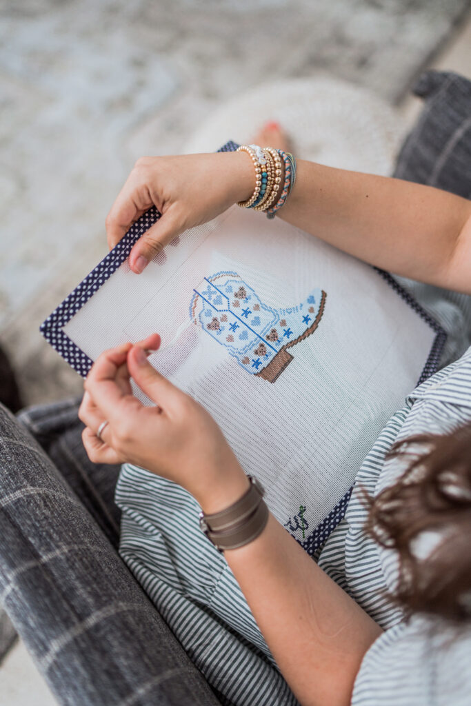 Wipstitch needleworks baby cowboy boot canvas | Girl Wonder Life