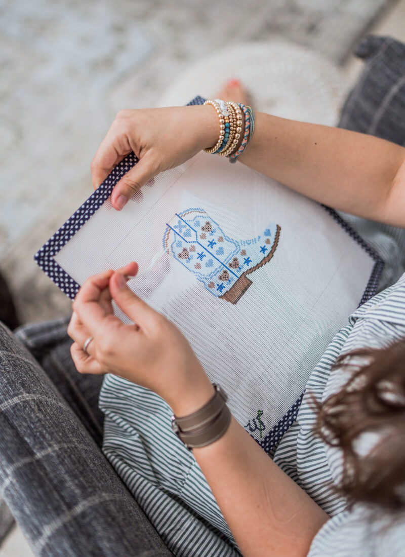 Wipstitch needleworks baby cowboy boot canvas | Girl Wonder Life