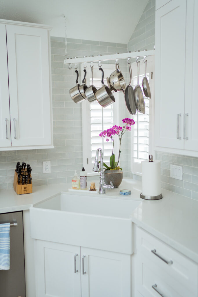 Artisan subway tile kitchen backsplash and farmhouse sink | Girl Wonder Life