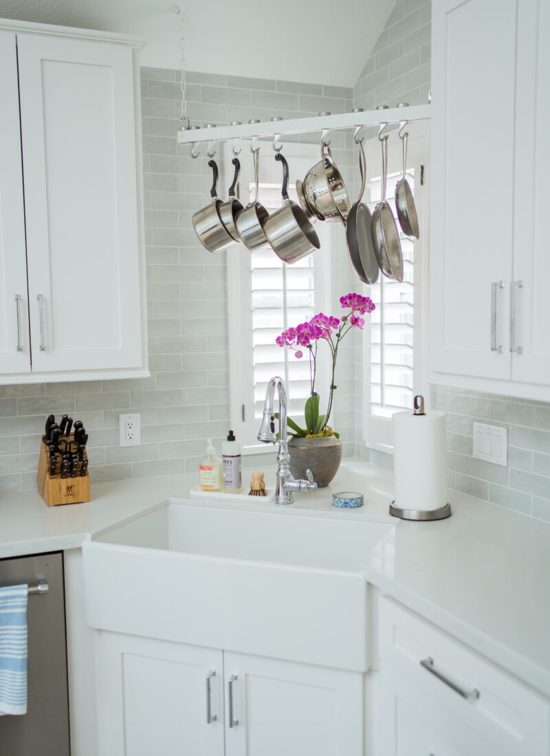 Artisan subway tile kitchen backsplash and farmhouse sink | Girl Wonder Life