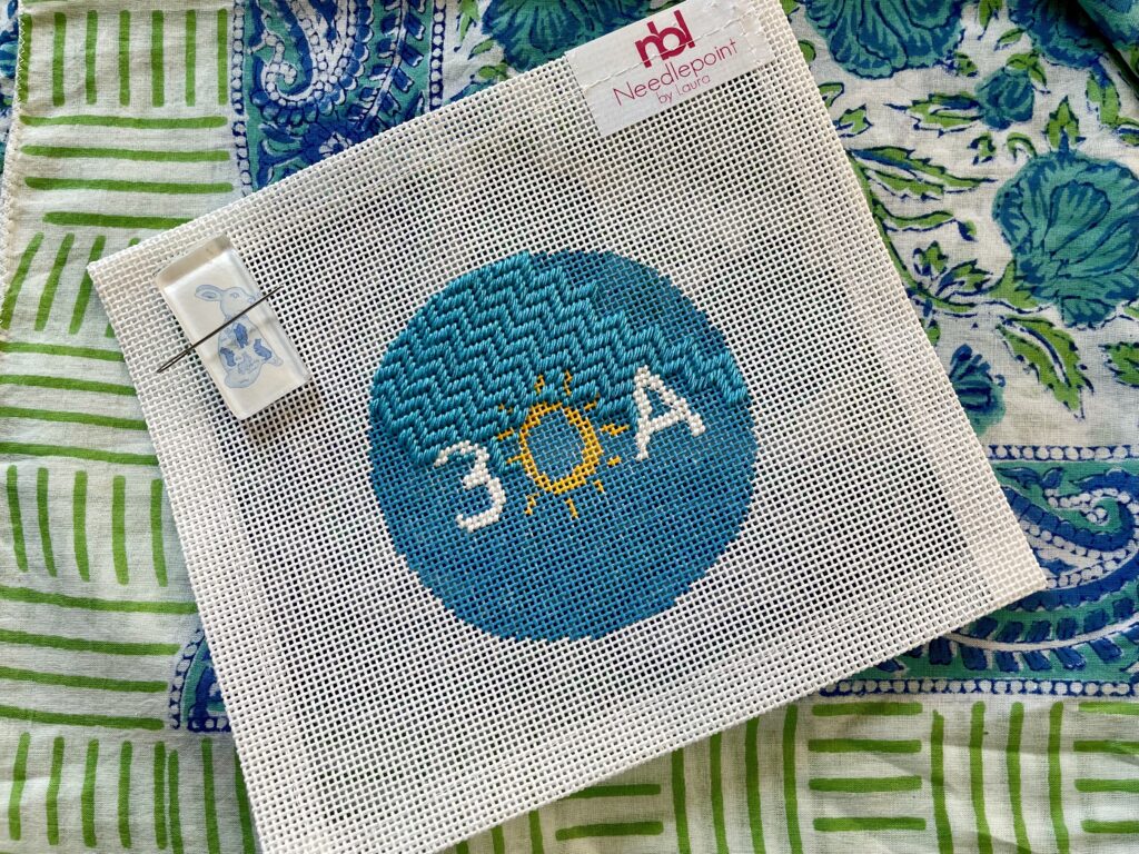 Byzantine needlepoint stitch for background of a needlepoint round ornament | Girl Wonder Life